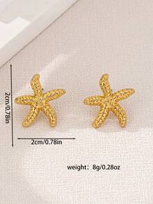 1 Pair Fashion Versatile Retro Starfish Elegant Stud Earrings - Golden - View 2