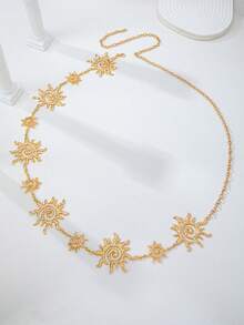 1pc Gold Bohemian Sun Spiral Waist Chain For Women, Sunburst Body Belly Chain, Bohemian Style Adjustable Beach Bikini Body Jewelry - Gold - View 4