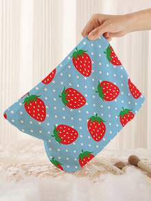 1 pieza Bolsa de almacenamiento de cosméticos portátil con estampado de fresa, impresión de doble cara, bolsa de maquillaje con cremallera para viajes, organizador de artículos de tocador multifuncional - Multicolor - Ver 6