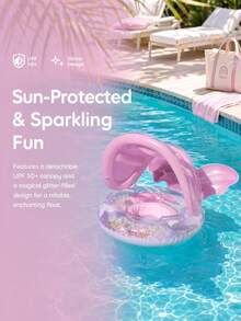Butterfly Pool Float, Children's Pool Ring Toys, Summer Kids Beach Treasure Inflatable Swimming Float, Pool Floating Toys, Inflatable Floating Toys, Inflatable Pool Floating Toys For Children - With Canopy - View 1