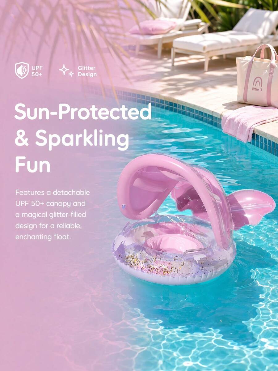 Butterfly Pool Float, Children's Pool Ring Toys, Summer Kids Beach Treasure Inflatable Swimming Float, Pool Floating Toys, Inflatable Floating Toys, Inflatable Pool Floating Toys For Children - With Canopy - View 1