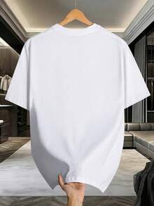 Esta camiseta unisex de manga corta para hombre, de estilo moderno, presenta cuello redondo y un diseño casual y elegante, ideal para el día a día y para ir al colegio. Hecho en un t - Blanco - Ver 3