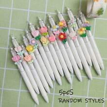 Cute 3D Flower Decor Retractable Gel Pen, Ins Fresh Style ST Point Smooth Writing Neutral Pen, Portable School Homework Stationery Ballpoint Pen - Multicolor - View 9