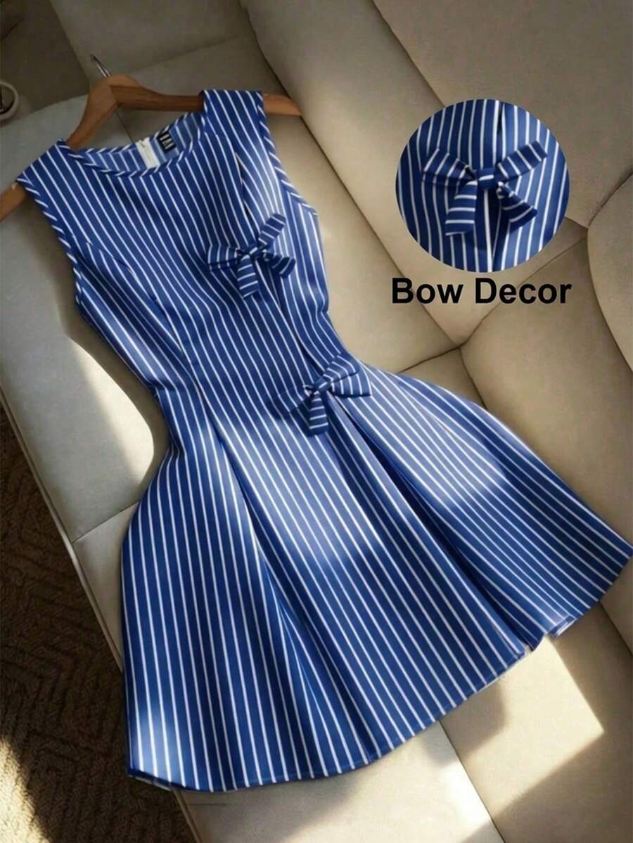 Women Midi Dresses - 藍白2 - View 1