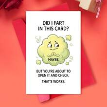 1pc Funny "Just Because" Greeting Card For Best Friend, Roommate, Partner – Cartoon Fart Cloud Illustration, Sarcastic Humor Card, - One Size Fits All - View 1