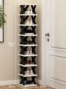 9/8/7/6/5/4/3/2 Tier Narrow Shoe Rack, New Upgraded Shoe Rack, Small Vertical Shoe Rack, Space-Saving DIY Freestanding Shoe Storage Organizer, Suitable For Entryway, Closet, Can Accommodate Size 42-43 Shoes, Easy To Assemble And Stable Structure, Black And White Color Scheme - Multicolor - View 12
