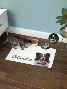 1pc Customized Pet Feeding Mat, Personalized Pet Photo + Name Mat, Personalized Dog Feeding Mat, Customized Cat Floor Mat, Unique Gift For Pet Lovers, Ideal Birthday Choice - Multicolor - View 4