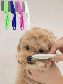 1pc Dog Comb, Pet Tear Stain Removal Comb, Dog & Cat Hair Brush, Easily Remove Knots And Tangles, Professional Grooming Tool, Promote Hair Health, Flea Comb, Tick Comb, Dog Brush, Cat Brush, Dog Supplies, Cat Supplies, Pet Supplies, Suitable For Short, Medium And Long Hair Pets, Gift For Cat & Dog Lovers, Halloween/Thanksgiving/Christmas Gift. - Multicolor - View 9