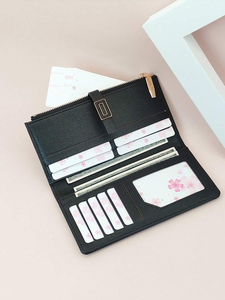 MINGYOU Young Women's Fashion Buckle Sweet Cute Wallet, Exquisite Zipper Wallet Student Multifunctional Wallet Card Holder Student Gift - Black - View 1