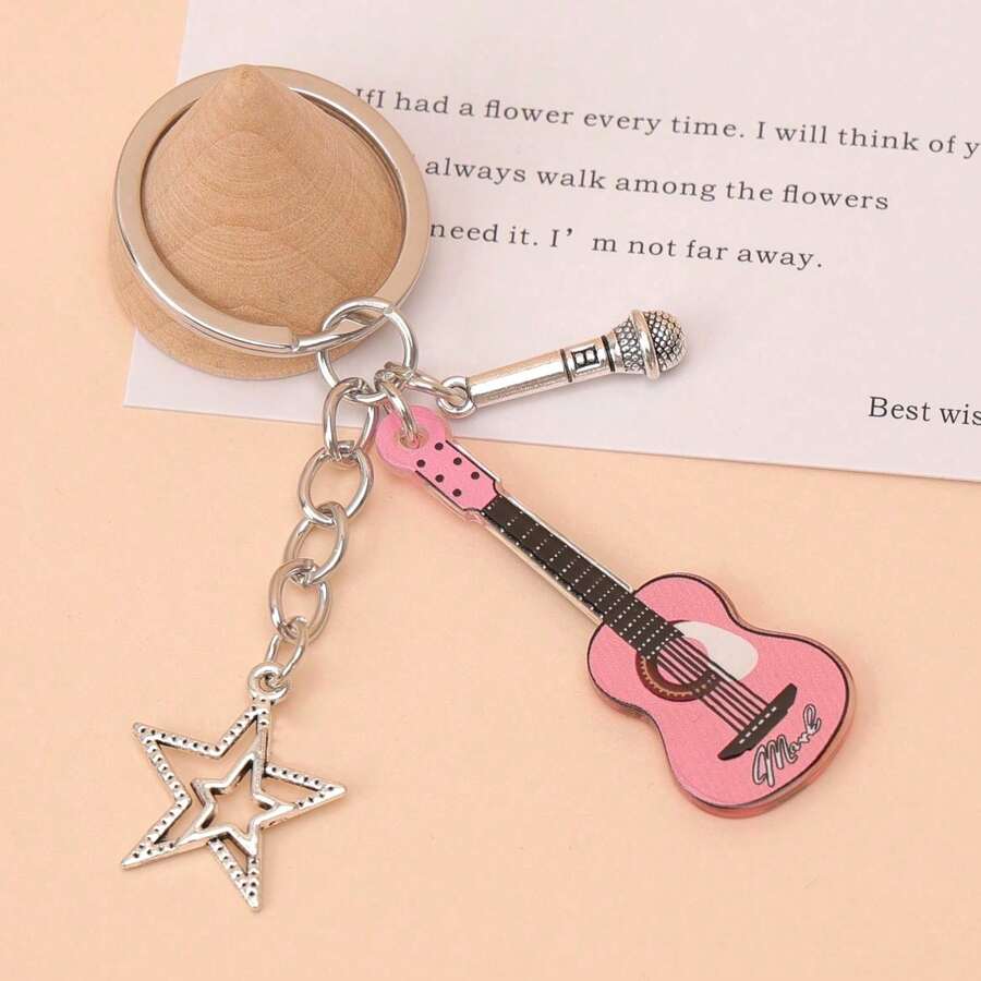 1pc Unisex Y2K Subculture Guitar Ins Rock Style Musical Instrument Alloy Pendant Accessory Cool Gift Bag Charm - Multicolor - View 1