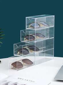 Acrylic Desktop Drawer Eyewear Storage Box, Fashion Glasses Display Case, Dust-Proof Storage Rack - Clear - View 7