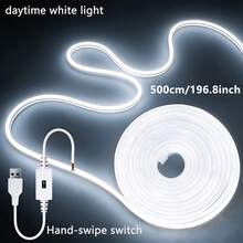 LQHZMYY 1pc Low Voltage 5V USB Powered LED Neon Light Strip With Gesture Hand Wave Switch, Multiple Lengths 0.3m--6m, Cuttable, For Live Streaming Fill Light, Hallway Staircase Lighting, Room Decoration, Room Atmosphere, Cabinet Decoration - Neon Lights - View 15
