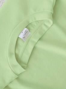 Leopardenmuster Buchstaben Muster T-Shirt, maßgeschneiderte Passform mit geraden Schultern für den Sommer, hellgrünes T-Shirt, Basic-Stil, Unisex - rosa grün - Übersicht 8