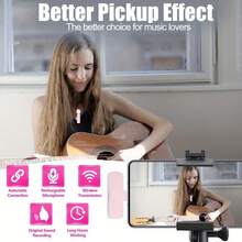 Wireless Lavalier Microphone, Wireless Mini Microphone, Vlog Microphone, Plug And Play Clip-On External Mini Lightning Microphone For IPhone IOS, Suitable For Video Interviews And Vlogs, Mini Microphone, Microphone, Wireless Clip-On Microphone, Cute Pink Lavalier Microphone, Suitable For Fashionable Women, With Windscreen - Pink - View 3