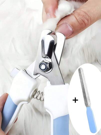 1Set Pet Nail Clipper For Small Dogs Cats, Stainless Steel Safety Guard Trimmer, Non Slip Handle Nail Cutter For Home Grooming