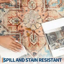 Washable Vintage Rug For Living Room, Machine Washable, With Non-Slip Backing, Short Pile, Large And Stain-Resistant, For Bedroom And Dining Room - Red - View 6