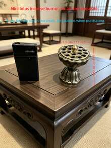 1pc Creative Vintage Lotus Incense Burner, Handmade - Multifunctional, Compact And Elegant, Ancient Style Home Decor, Candle Holder Gift, Ramadan Gift, Suitable For Yoga, Meditation, Study, Office, Living Room, Bedroom, Coffee Table Decoration - Style 1 - View 2