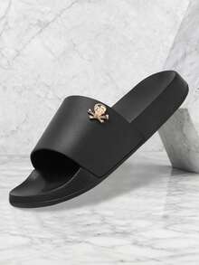 Pantuflas para hombre talla grande 36-50, EVA ligera y suave, antideslizantes, suela gruesa y duradera, sandalias de punta abierta, para uso diario y playa al aire libre - C-negro - Ver 9