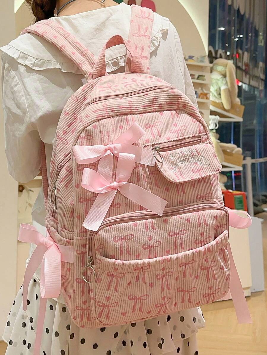 Minimalist Large Capacity Backpack - Pink - View 1