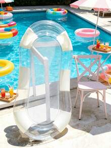 chongqishuishangfuchuang 1 pieza Colchoneta inflable flotante, diseño de lentejuelas transparente, cama inflable flotante con tubo de aire, flotador plegable para piscina, flotador multifuncional para piscina para entretenimiento y relajación de adultos en vacaciones, flotador inflable, cama inflable flotante, flotador inflable de agua, bomba de aire se vende por separado - Cama flotante transparente - Ver 10