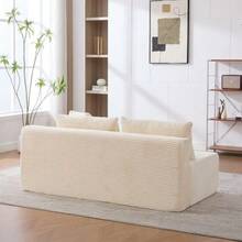 Modular Compression Sofa In Chenille Fabric, Filled With 30D High-Resilience Foam. Easy To Move And Featuring A Non-Slip Base, It Is Ideal For Living Rooms And Other Spaces. Ivory Color. - 米色 - 查看 6