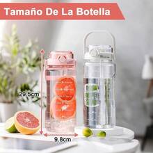 Botella de Agua 2L Antigolpes Botella de Agua Reutilizable Sin BPA con Pajilla Removible Botella Deportiva Escala de Hidratación Termo de Agua Antifugas para Gym Ciclismo Viaje (Rosa) - Rosa - Ver 5