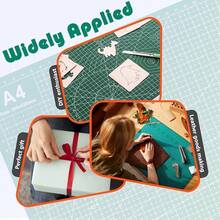 1pc Double-Sided Green Cutting Mat, A4 Size With Scale Grid + Multi-Angle Marking Lines For Precise Positioning. PVC Material Self-Healing Blade Marks, Easy Cutting Without Leaving Traces, Protective Desktop For Paper Cutting, Model Making, Scrapbooking, Crafting And Art Projects. - One Size Fits All - View 8