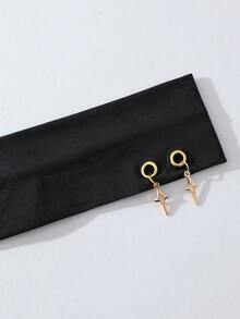 1件時尚龐克哥德風女款星星圖案柔軟防滑彈性鏤空髮帶，適合海灘、度假、瑜珈運動，百搭日常穿搭，適用多種場合的髮飾 - 黑色 - 查看 2