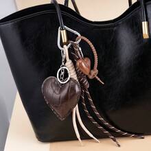 PU Leather Heart Pearl Bow Braided Rope Bag Charm Phone Lanyard - Multicolor - View 3