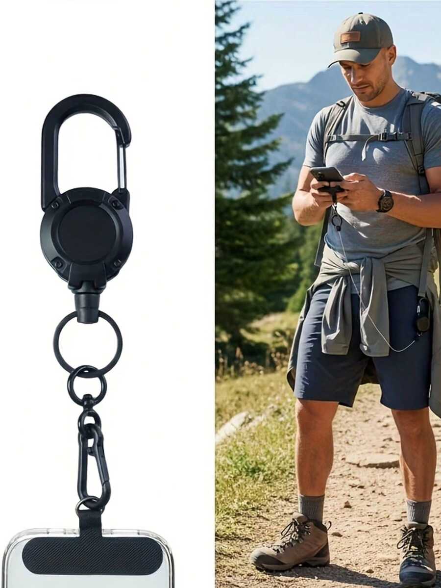 1pc Latest Anti-Theft Phone Lanyard With Retractable Device | Adjustable Length Buckle, Suitable For Hiking And Trekking, ABS Material