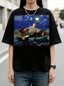 Eros Ramazzotti Stilelibero Moon Night Boat Original Album Cover Tee - 黑色 - 查看 1