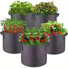 5 pièces Sacs de culture de plantes respirants en non-tissé avec poignées robustes - Pots de plantation en tissu réutilisables pour le jardinage extérieur et intérieur, idéal pour la culture de légumes, d'herbes, de fleurs et de fruits - Noir - Voir 7