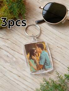 1/3/5Pcs Personalized Photo Keychain, Custom Picture Keyring, Perfect Father's Day Gift For Dad, Family Memorial Keepsake For Birthday & Anniversary. - Multicolor - View 12
