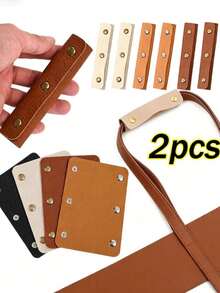 2 piezas/1 pieza Protector de agarre de manija de equipaje de cuero PU, Envoltorio antiarañazos para manija de maleta, Accesorio de cadena de correa para el hombro - Multicolor - Ver 2