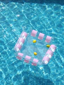 Striped Transparent Glitter Mesh Inflatable Water Hammock Float, Adult Square Pool Lounge Chair, Suitable For Summer Beach Swimming - Multicolor - View 9