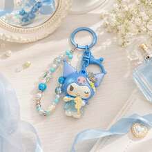 Miniso 2款 MINSO 三麗鷗 Kuromi My Melody 可愛美人魚海洋音樂會 3D公仔鑰匙圈，日系貝殼串珠手腕掛繩鑰匙環，夏季泳池派對伴手禮、美感海邊度假背包手提包吊飾 - 藍色的 - 查看 4