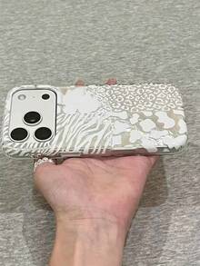 Premium Fashion Patchwork Zebra Leopard Print Phone Case Compatible With IPhone 17 Pro Max, 17, 16, 15, 17 Pro, 16 Pro, Women's New Style, Personalized Unique Korean Niche Shockproof Protective Cover, Style - Silver - View 4