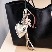 PU Leather Heart Pearl Bow Braided Rope Bag Charm Phone Lanyard - Multicolor - View 2