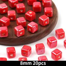 20pcs Cube Ceramic Porcelain Beads For DIY Jewelry Making Decorative Craft Square Beads For Necklaces Bracelets And Accessories Craft - 20pcs - View 29