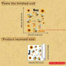 1/3/5pcs Cute Bee Sunflower Static Window Sticker. Honey Jar Honeycomb "Bee Smile" . No Adhesive Vinyl Decal For Living Room, Kids Room Window Glass Door, Party Home Decor. - Multicolor - View 3