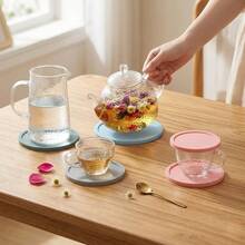 1/3/6pcs Colorful Silicone Drink Coasters, Waterproof Non-Slip Heat-Resistant Desktop Coasters, Suitable For Cold Drinks, Iced Coffee, Wine Glasses, Cute Home Decor Desk Protector - Multicolor - View 8
