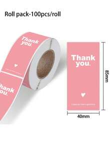 Pink Thank You Stickers | Rectangular Sealing Labels For Gift Packaging, Decorative Labels For Gift Boxes And Baking Boxes, Glossy Paper, Disposable - A - View 12