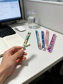 1/2/4/6件裝液體快沙旋轉棒，手指旋轉，緩解壓力，便攜有趣，桌面倒數，紓壓玩具，指尖玩具，日常辦公與娛樂必備禮物，生日與情人節禮物 - 彩色 - 查看 3