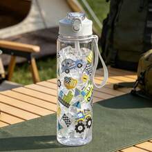 1個 750ml 卡通恐龍可愛兒童水壺，防摔吸管杯，幼兒園便攜防漏水壺，夏季大容量運動水壺 - 彩色 - 查看 8