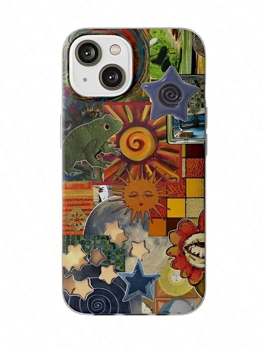 Una elegante funda para teléfono que no incluye cordón ni soporte. Funda para teléfono con diseño de collage retro caprichoso 2 en 1, diseño estético de estrellas, funda protectora de arte abstracto - Compatible con S25/S25 Plus/S25 Ultra/S24/S24 Plus/S24 Ultra/S24 FE/S23/S23+/S23 Ultra/S22/S22+/S22 Ultra/S21/S21+/S21 Ultra/S20 ULTRA/A71/A56/A55/A54/A53/A52/A34/A26/A15/A16/A14/A13/A06 y Phone17,17Air,17pro,17pro,16,16plus,16promax,15Plus,15Pro,15ProMax,14,14Plus,14Pro,14ProMax,13,13Pr - Multicolor 5 - Ver 1