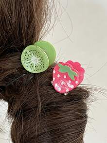 Women & Girls Mini Claw Hair Clips, Fruit Shaped Hair Clips, Strawberry Cherry Orange Kiwi Pineapple Small Claw Clips, Fun Summer Durable Grip Clips, Acetate Colorful Hair Clips, For Thick And Thin Hair Summer Hair Accessories - Multicolor - View 7