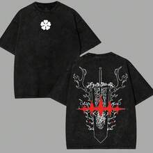 Camisetas de San Valentín Asta arma anti diablo forma de diablo humano Black Bulls Black Clover v15 Anime Doble Impresión Lavado Vintage Ropa Masculina Camiseta Gráfica Merch Unisex WZQ - Negro - Ver 1