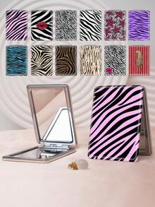 1PC Millennium Y2K Series Portable Vanity Mirror, Foldable Lightweight Ultra-Thin Convenient Hand Mirror, Durable PU Leather, Suitable For Multiple Scenes And All People, Rectangular Mirror, Pocket Mirror, Suitable For Various Occasions Travel, Party, Work, School - Multicolor - View 1