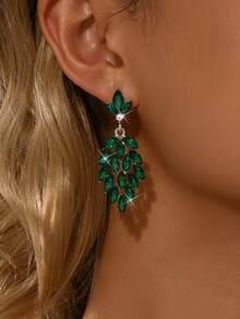 1 par de pendientes de cristal brillantes y de moda para la Sra. Ye Zixin, un pendiente de joyería de lujo adecuado para vestidos de noche de alta gama y bodas. - Plata 585-1 - Ver 8