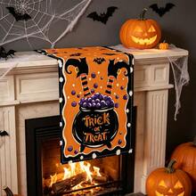 Halloween Table Runner, Fun Hand-Drawn Magic Cauldron & Bat Pattern Table Runner, Seasonal Autumn Kitchen Dining Room Table Decor, Family Gathering Decoration, Halloween Atmosphere Table & Countertop Decor - Multiple Styles - View 4